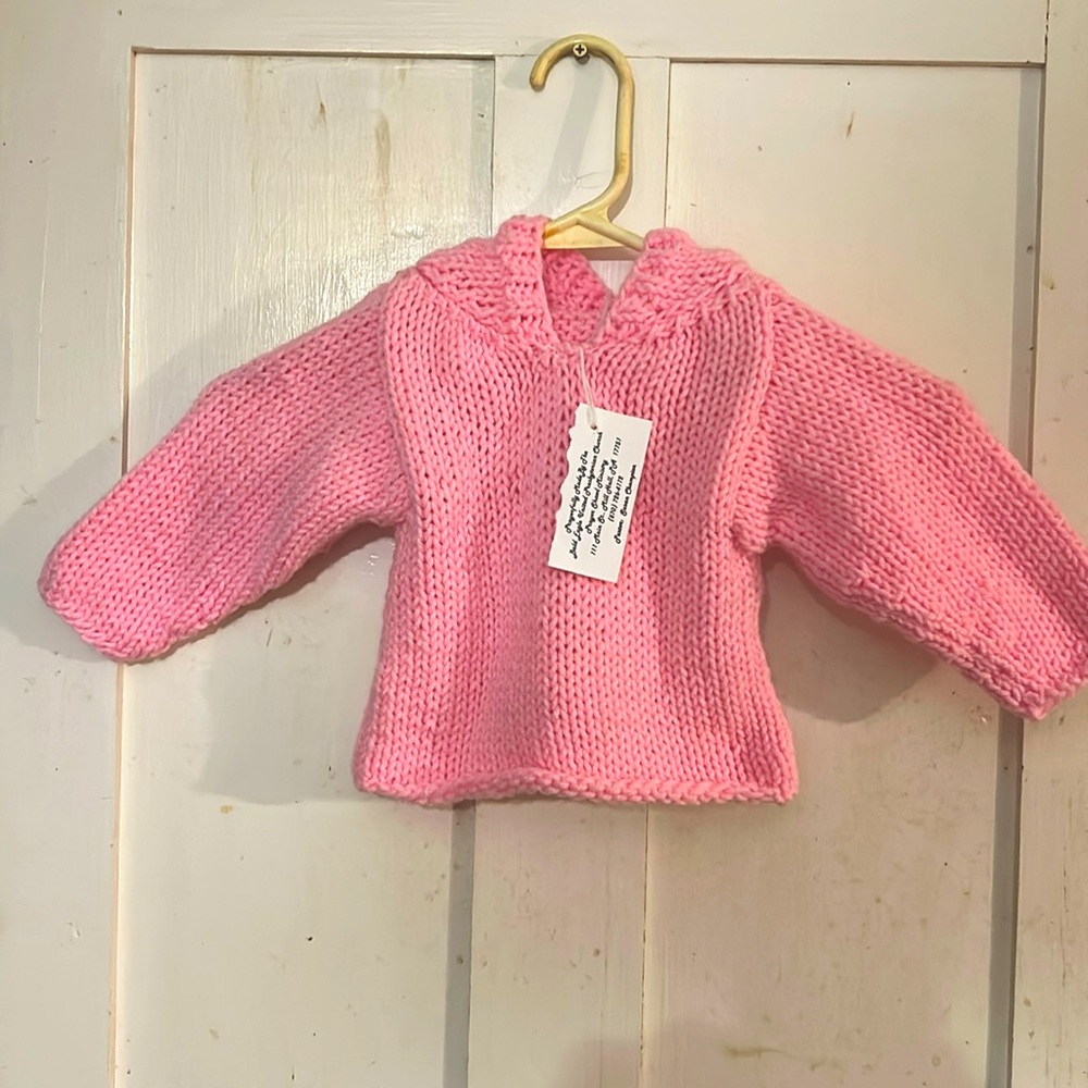 NWT OOAK Handcrafted Baby Hoodie Sweater Artisan Handknit Shower Gift